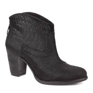 UGG Charlotte Snake Embossed Calf Hair Heeled Zip Back Booties, Sz 7